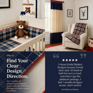 Navy Plaid Bear Baby Boy Nursery