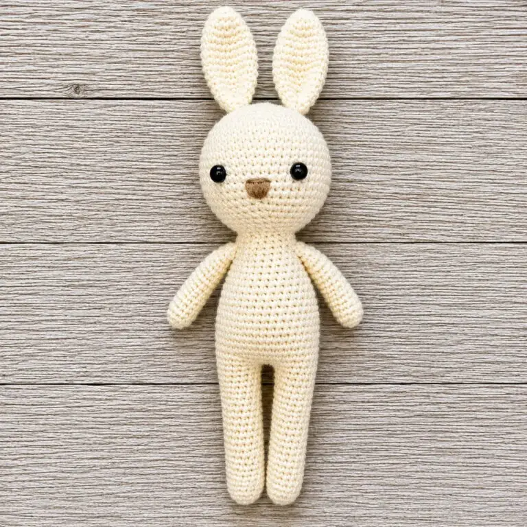 Handmade artisan crochet bunny plush for the nursery