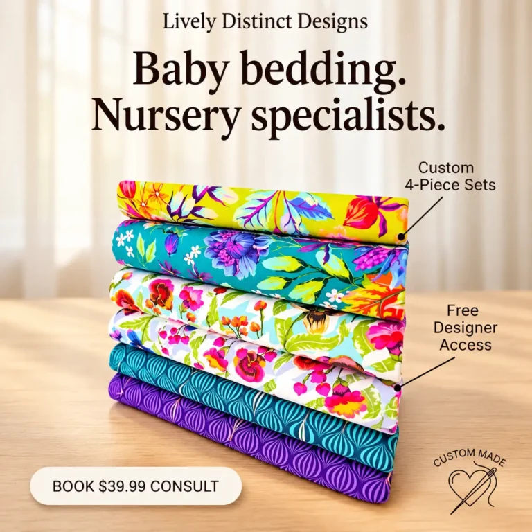 Custom crib bedding collection made to order by Lively Distinct Designs