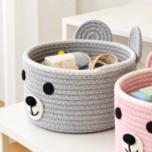 Bear Face Cotton Rope Bowl Basket